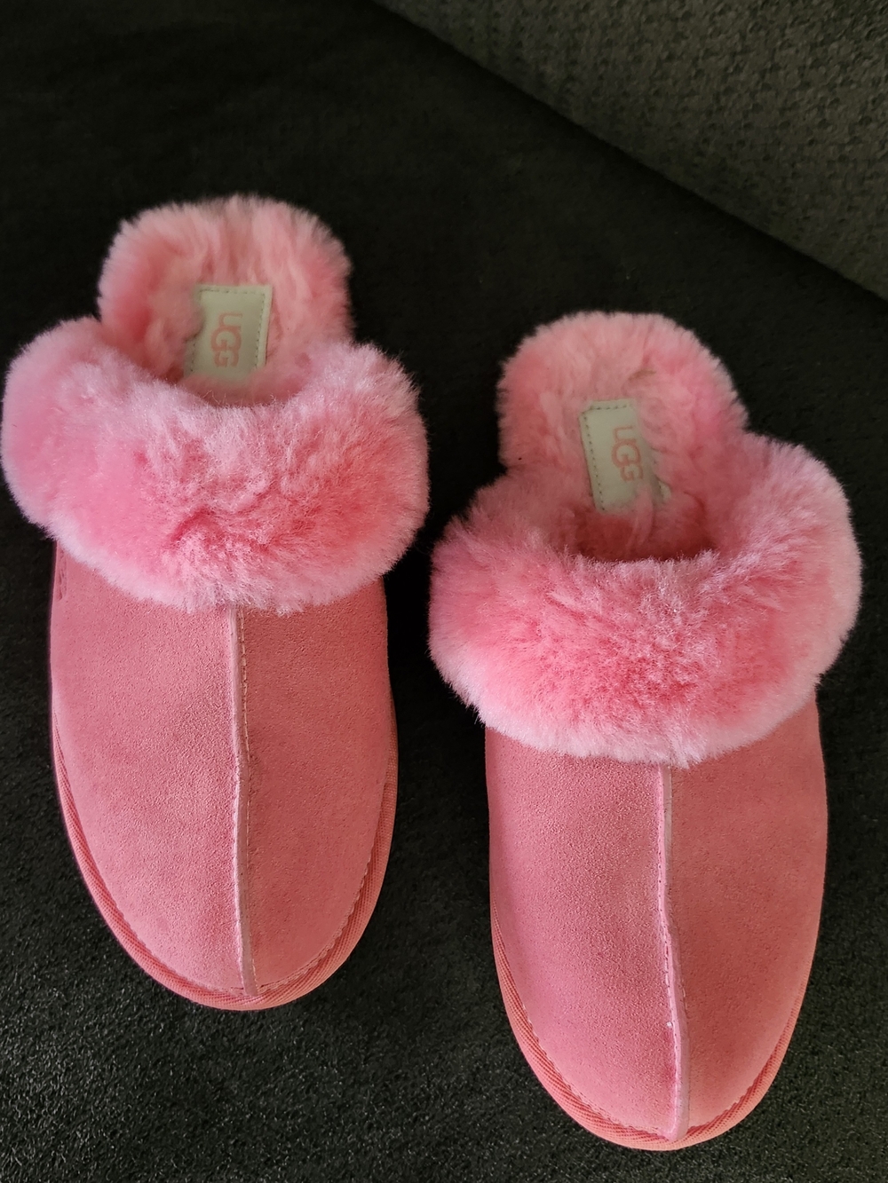 UGG Pink Suede Shearling Slip-On Slippers